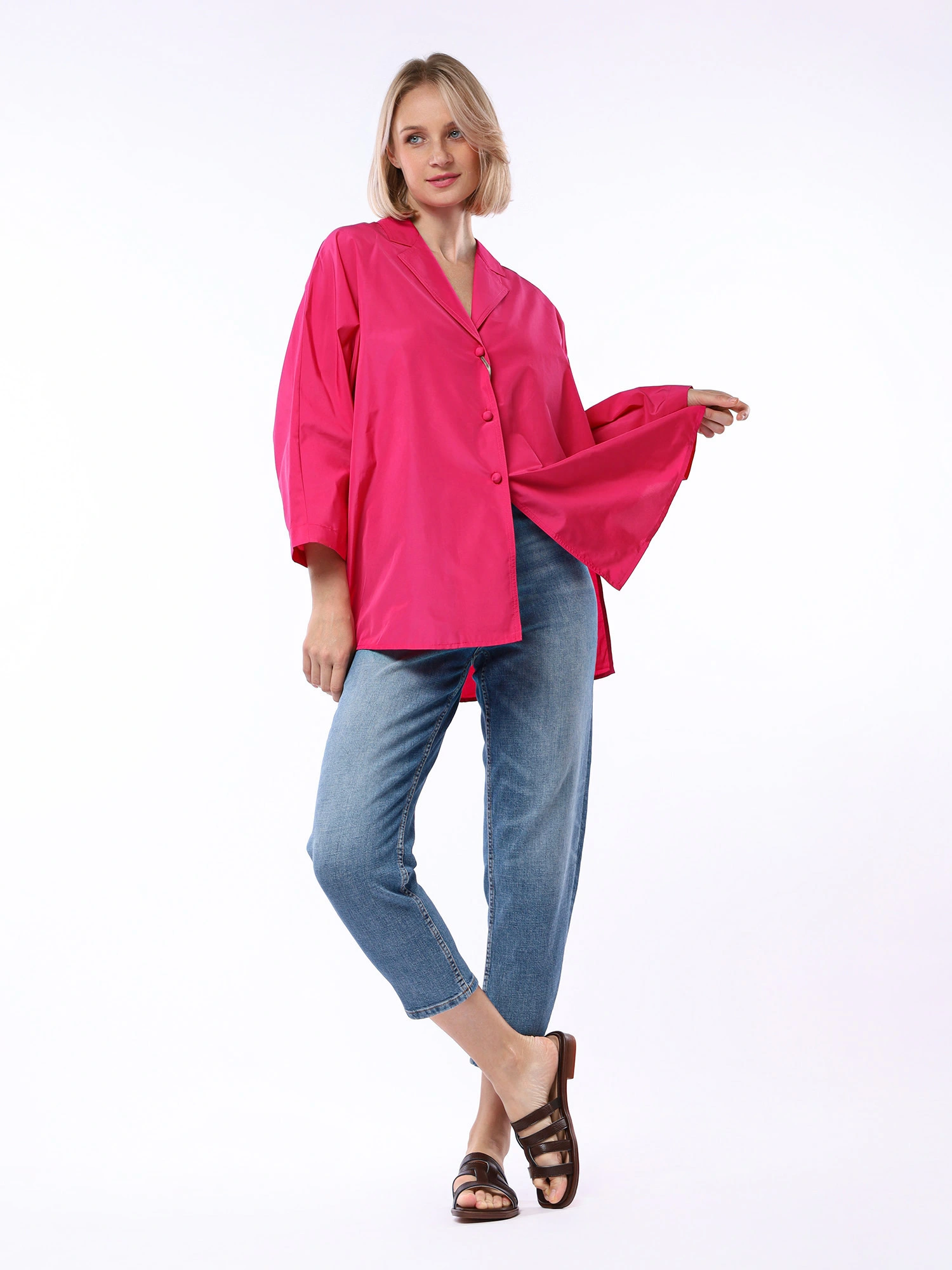 Блуза оверсайз прямого кроя с разрезами